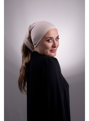 Beige Practical Ready Fitted Inner Undercap Viscose Fabric Seamless Undercap 3006_12