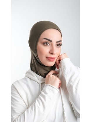 Khaki Practical Instant Fitted Hijab Undercap Sandy Fabric Sports Hijab 2113_09