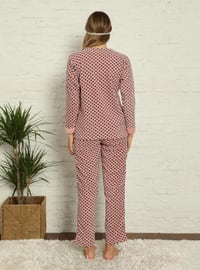 Pink - Crew neck - Printed - Multi - Pyjama Set