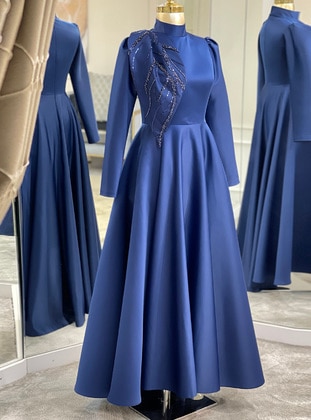 Zambak Hijab Evening Dress Navy Blue