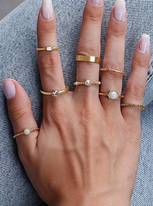 8-pieces Ring And Joint Ring Set Gold Color Color Gold Color