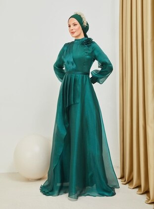 Emerald - Fully Lined - Crew neck - 500gr - Modest Evening Dress - Moda Echer