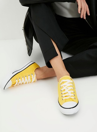 Yellow - Sport - Linen - Sports Shoes - Siya Deri