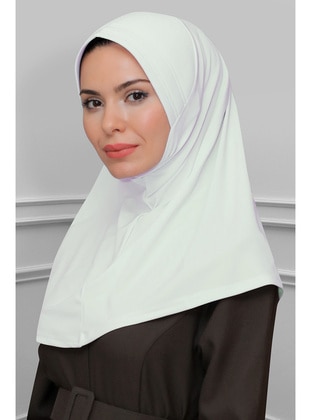 White Practical Instant Fitted Hijab Scarf Sandy Fabric Plain 1600_42