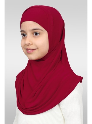 Red Practical Ready Made Kids Hijab Undercap Sandy Fabric  78_31