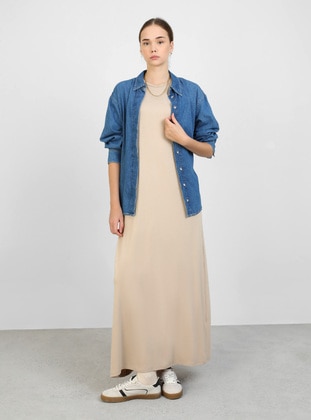 Light Mink - Crew neck - Unlined - Modest Dress- Benin