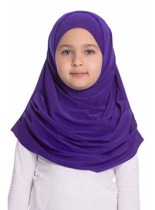 Purple Practical Ready Fitted Kids Hijab Undercap Sandy Fabric  78_22