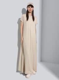 Light Mink - Crew neck - Unlined - Modest Dress