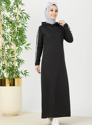 Hooded Modest Dress Black
