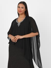 Black - Burgundy - Fully Lined - V neck Collar - Modest Plus Size Evening Dress