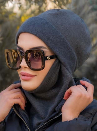 Masked Beanie Instant Hijab Anthracite Melange Instant Scarf