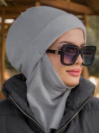 رمادي - من لون واحد - حجابات جاهزة