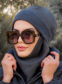 Masked Beanie Instant Hijab Anthracite Melange Instant Scarf