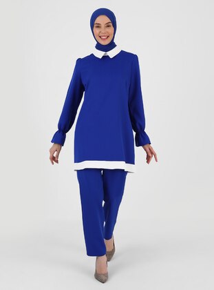 Saxe Blue - Unlined - Point Collar - Suit - Ziwoman