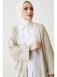 Farah Shaggy Sleeve Sweater Cardigan Beige