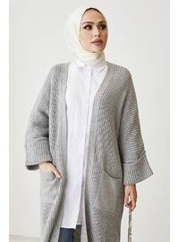 Farah Shaggy Sleeve Sweater Cardigan Gray