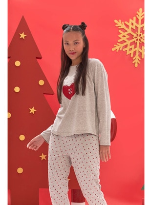Nbb Gray Melange Heart Mouse Pajama Set