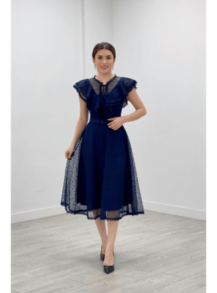 Navy blue - Evening Dresses - Giyim Masalı