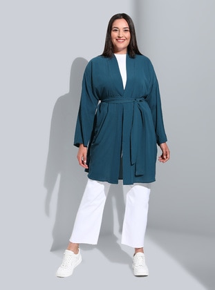 Unlined - Olive Green - Plus Size Kimono - Alia