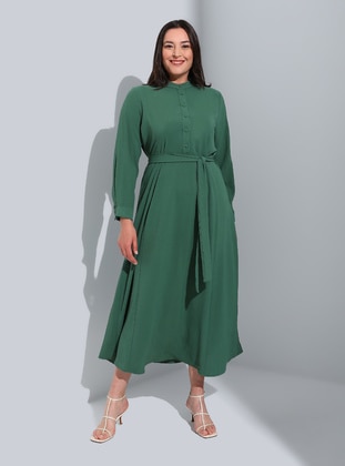 Emerald - Unlined - Polo neck - Plus Size Dress - Alia