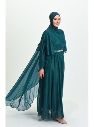 Emerald - Silvery - Fully Lined - Modest Plus Size Evening Dress - Ferace
