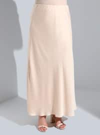 Beige - Fully Lined - Plus Size Skirt