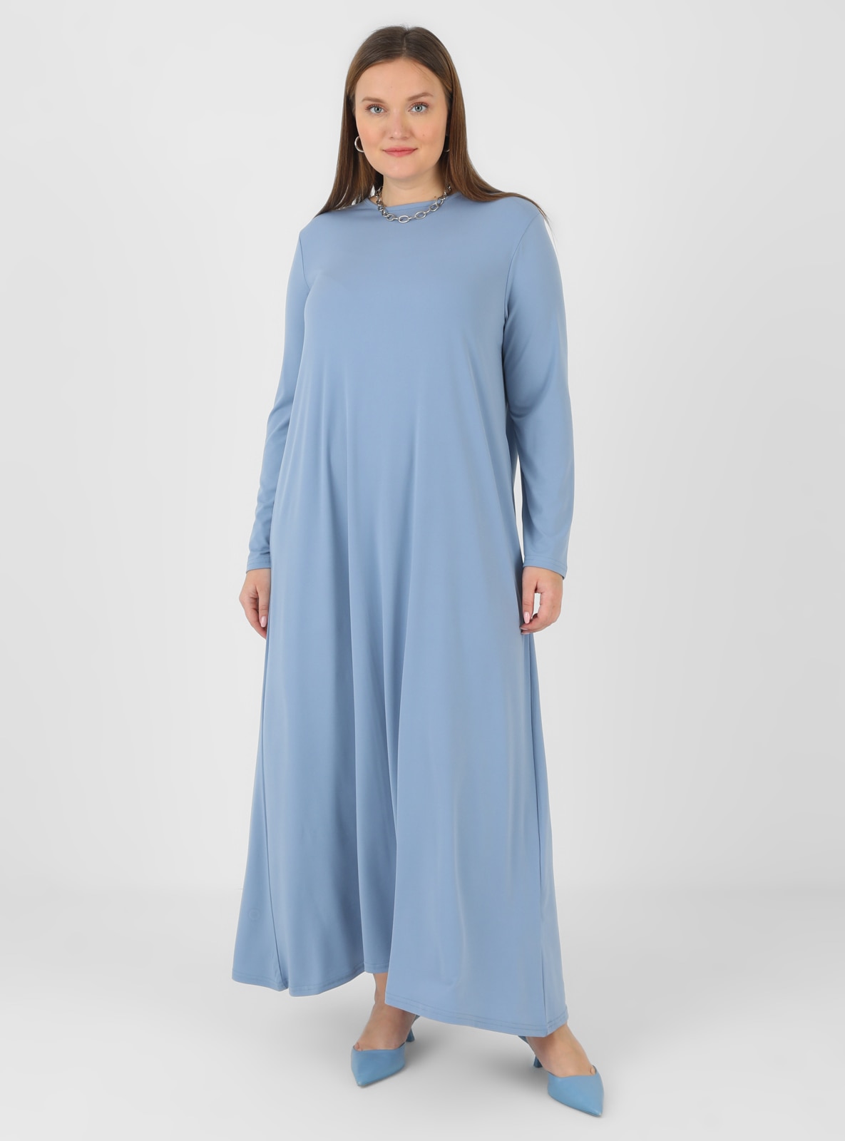 Icy Blue - Unlined - Crew neck - Plus Size Dress