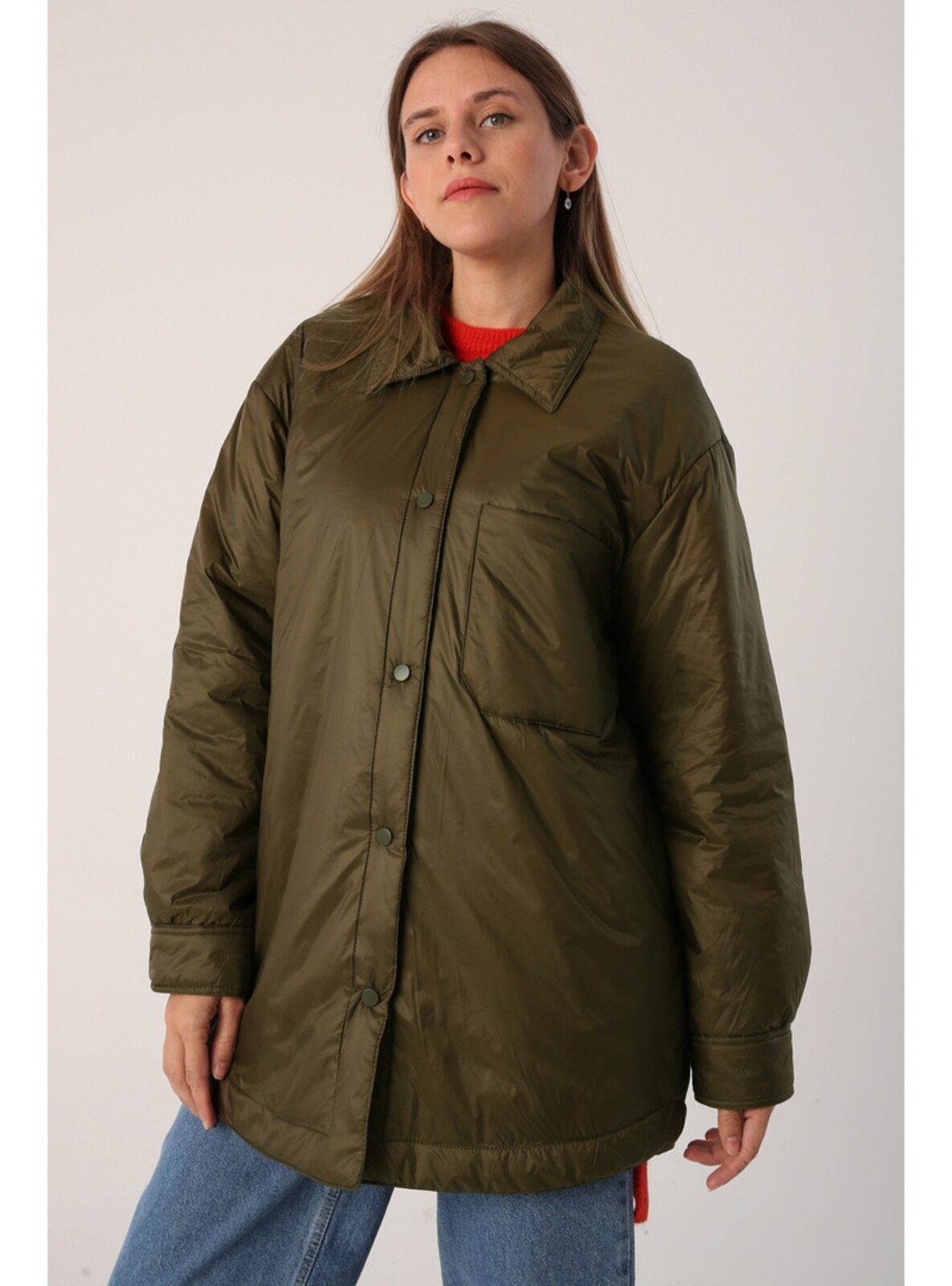 Green - Cuban Collar - Puffer Jackets