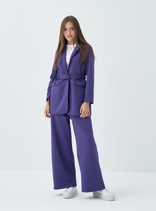 Purple - Unlined - Double-Breasted - Suit - GARZİA İTALİA