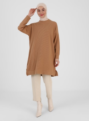 Plain Sweater Tunic Camel
