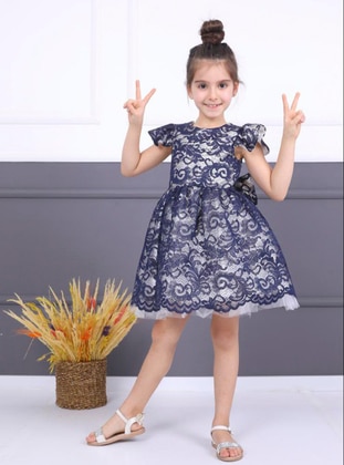 Navy blue - Girls` Evening Dress - HC Kidswear