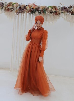 Bade Hijab Evening Dress Orange