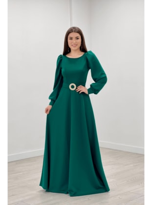 Emerald - Crew neck - Modest Evening Dress - Giyim Masalı