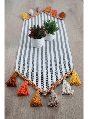 Striped Runner With Multicolor Fringes 90 X 30,R 47K Striped Pattern