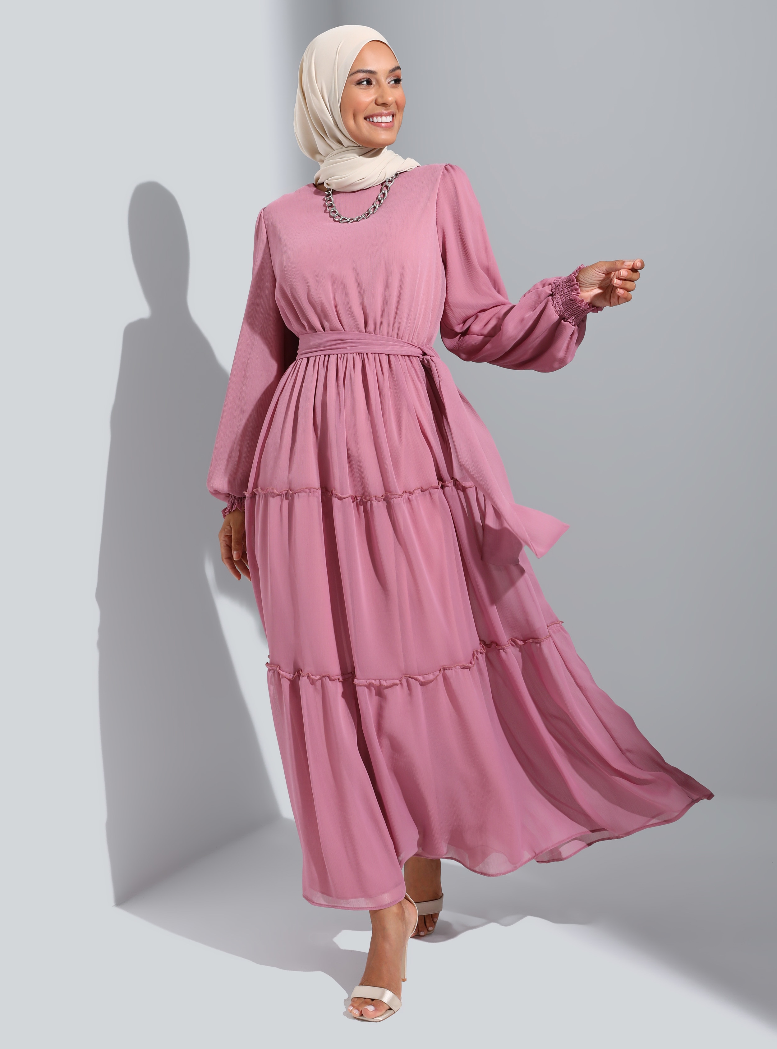 Dusty Rose - Crew neck - Fully Lined - Modest Dress
