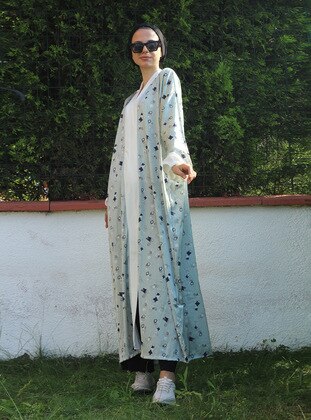 Turquoise - Multi - Unlined - Modest Dress - Uruba Giyim