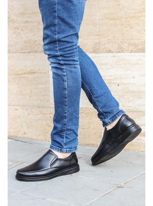 Genuine Leather Orthopedic Men's Casual Shoes 815Ma1301 Black