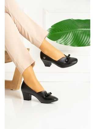 M128 Bow Detail Women's High Heel Shoes Black