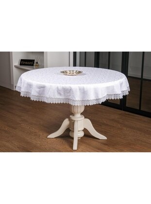 Emotion Lace Jacquard Fabric White Tablecloth 160Cm Round 1277