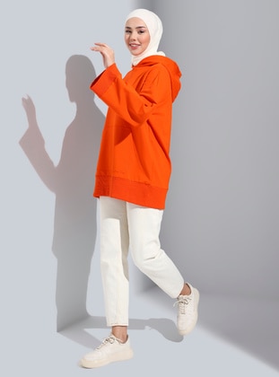Hooded collar - Orange - Sweat-shirt - Refka
