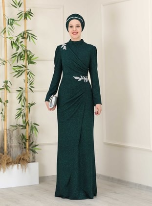 Masal Hijab Evening Dress Emerald Green