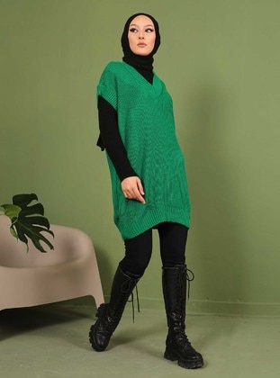 Unlined - Dark green - Knit Sweater - Vav