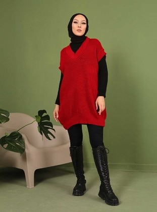 Unlined - Red - Knit Sweater - Vav