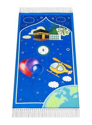 Digital Printed Children's Prayer Rug - Navy Blue Color With Bubble Cabeli - 44 X 78 Cm