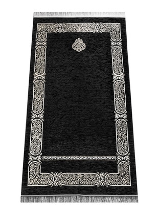 Patterned Chenille Prayer Rug - Black Color