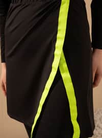 Colored Striped Lycra Skirt - Black - Swimwear Bella