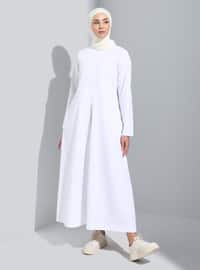 Off White - Crew neck - Unlined - Modest Dress