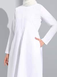 Off White - Crew neck - Unlined - Modest Dress