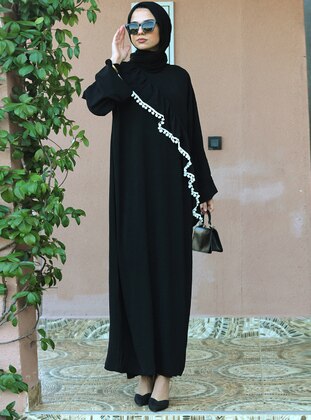 Black - Unlined - Modest Dress - Uruba Giyim