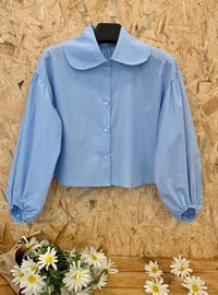 Baby blue - Round Collar - Blouses